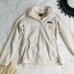 Patagonia White and Cream Half Zip Fleece